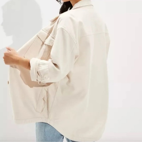 American Eagle Outfitters Cream Military Shacket Shirt Jacket Size XL NWT - Picture 8 of 9